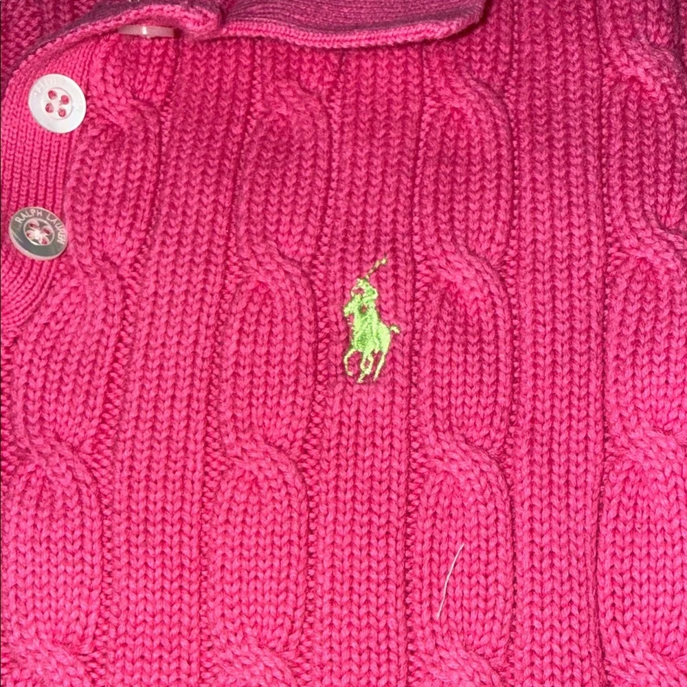 🎀 HOST PICK 🎀Ralph Lauren Bright Pink Cable Knit Polo - Picture 3 of 12